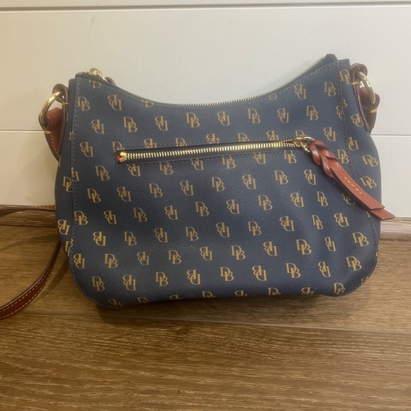 Dooney & Bourke Great Signature Kiley Small Hobo Crossbody, Navy, Leather, Zip - Picture 6 of 16